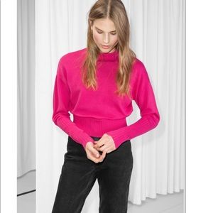 & other stories pink cropped sweater